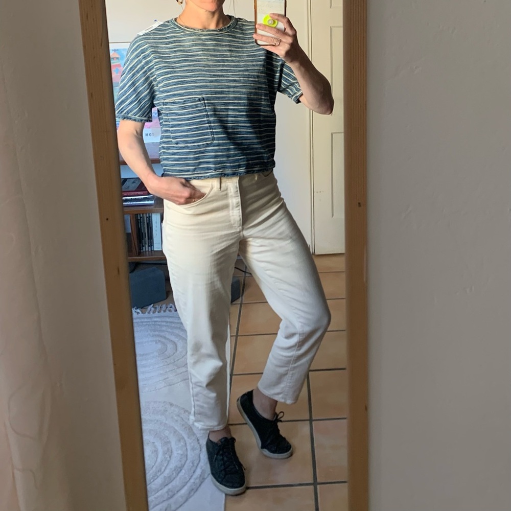 Current/Elliot Cropped Heavyweight Jean Striped Shirt